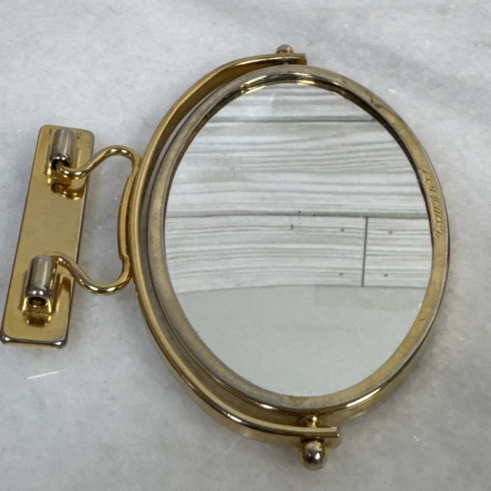 Vintage Lou Taylor Italy Swivel Gold Replacement Mirror for Purse Handbag